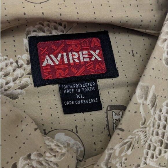 Avirex Long Sleeve Lobster‎ All Over Print Button Up Shirt XL Green - Picture 3 of 7